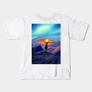 Deer at Dawn - Acrylic Painting of a Magical Sunrise Kids T-Shirt